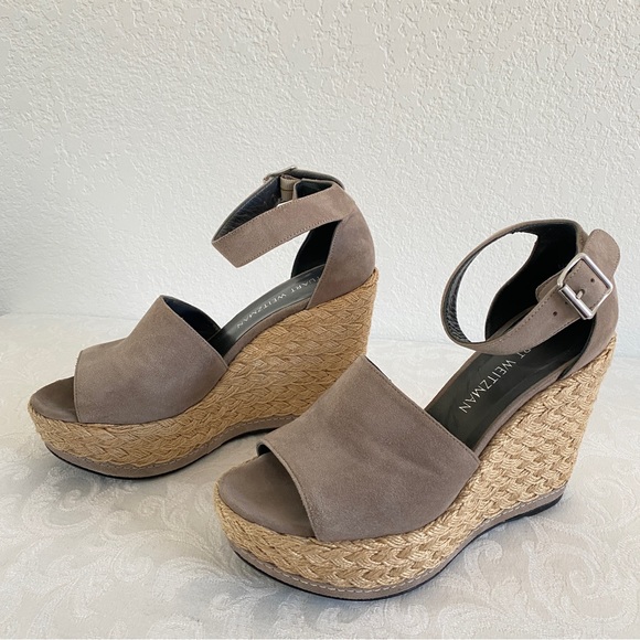 Stuart Weitzman Gray Brown Platform Sandals - Picture 3 of 12